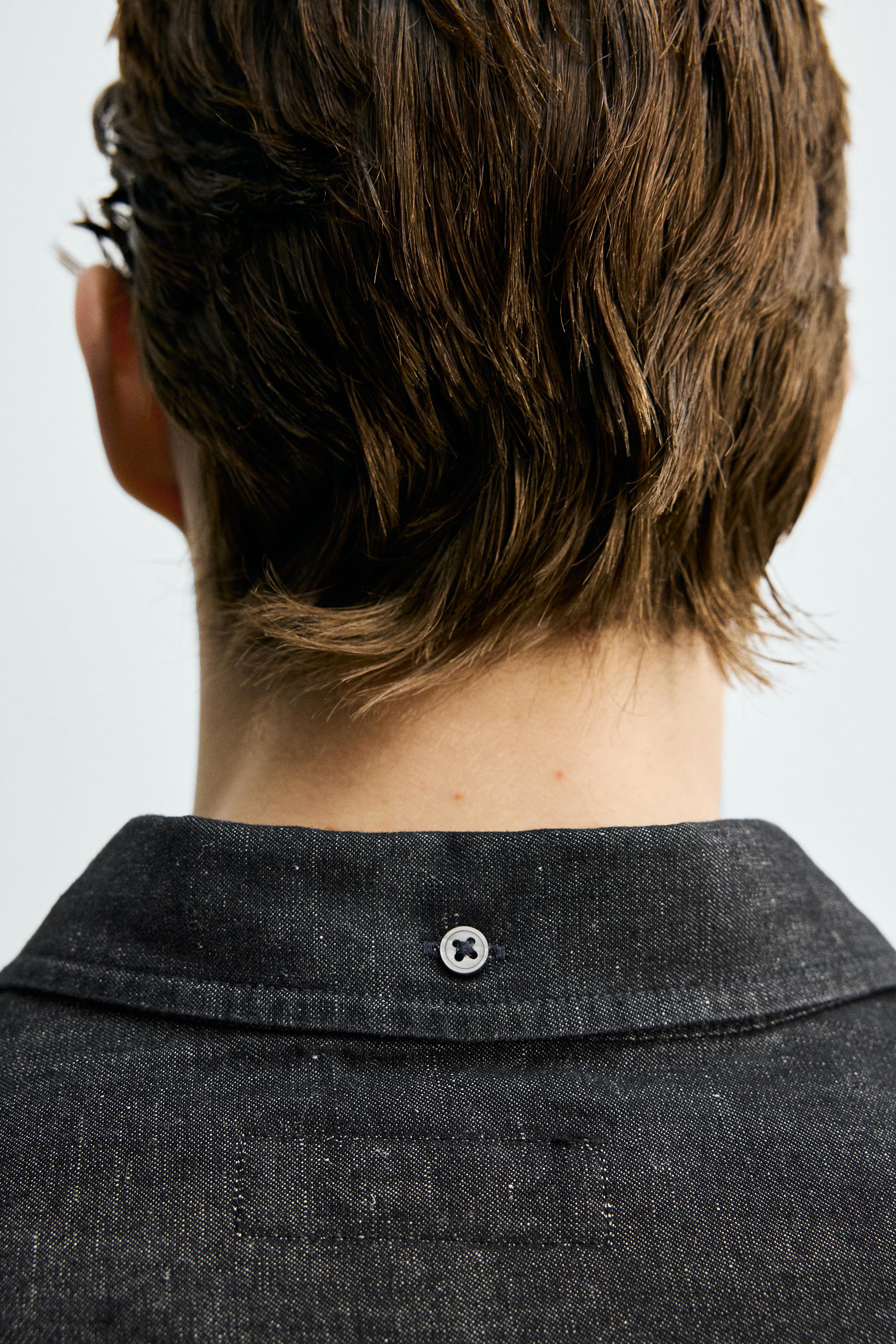 DENIM COTTON LINEN BLEND SHIRT